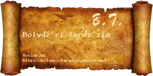 Bolvári Terézia névjegykártya